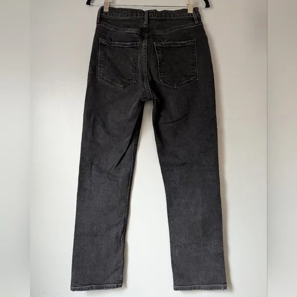 AGOLDE Riley High Rise Straight Crop Jean in Panoramic Black Womens 26