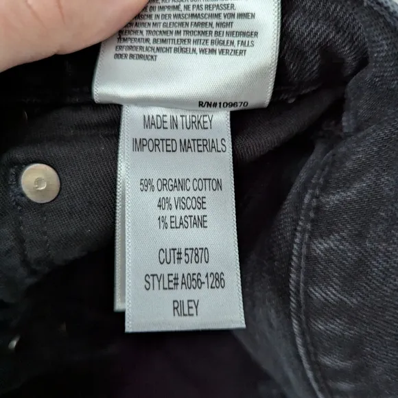 AGOLDE Riley High Rise Straight Crop Jean in Panoramic Black Womens 26