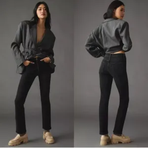 AGOLDE Riley High Rise Straight Crop Jean in Panoramic Black Womens 26