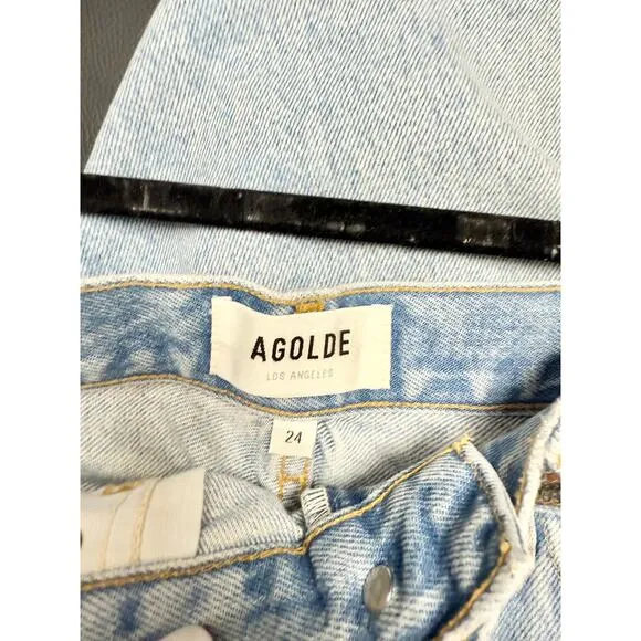 Agolde Stella High Waisted Distressed Baggy Bermuda Shorts Deserted Women's 24