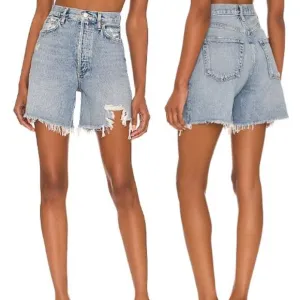 Agolde Stella High Waisted Distressed Baggy Bermuda Shorts Deserted Women's 24