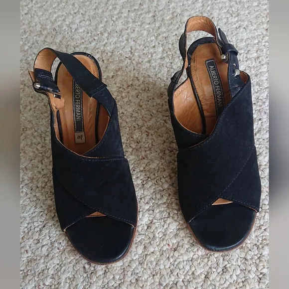Alberto Fermani Black suede Leather Heels size 37