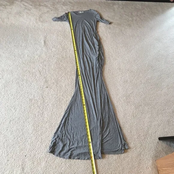 A.L.C. Grey Ruched Short Sleeve Maxi Dress