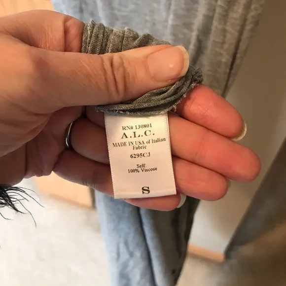 A.L.C. Grey Ruched Short Sleeve Maxi Dress