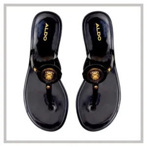 Aldo Lion Head Jelly Sandals Black and Gold New with tags