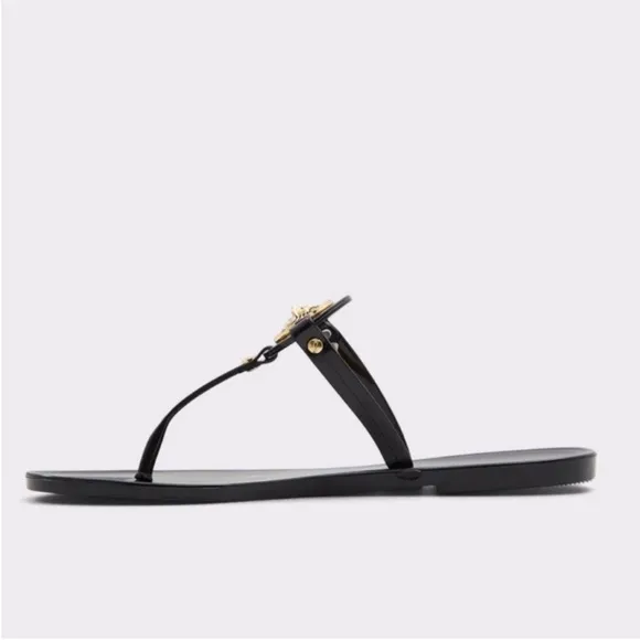 Aldo Lion Head Jelly Sandals Black and Gold New with tags
