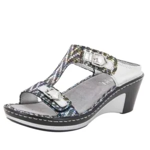 Alegria Lara Wedge Sandals Women’s Size 39 Leather Adjustable Buckle Detail