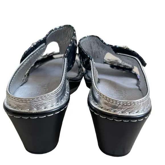 Alegria Lara Wedge Sandals Women’s Size 39 Leather Adjustable Buckle Detail