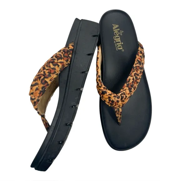 Alegria Riz Wild Sandal Leopard Print Platform Size 9