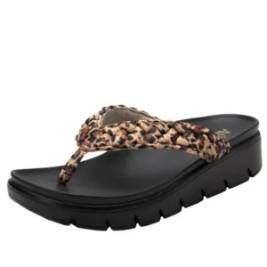 Alegria Riz Wild Sandal Leopard Print Platform Size 9