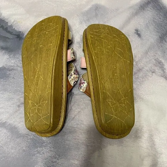 Alegria Leather Slip-On Sandals With Strap Detail