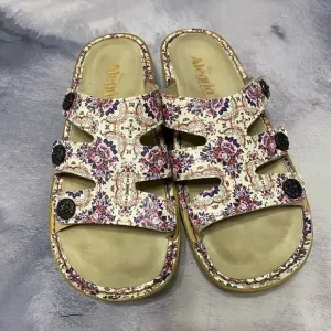 Alegria Leather Slip-On Sandals With Strap Detail