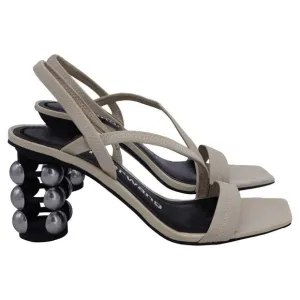 Alexander Wang Deedee Sling Back Cage Heel  Sandals in Cream White Patent