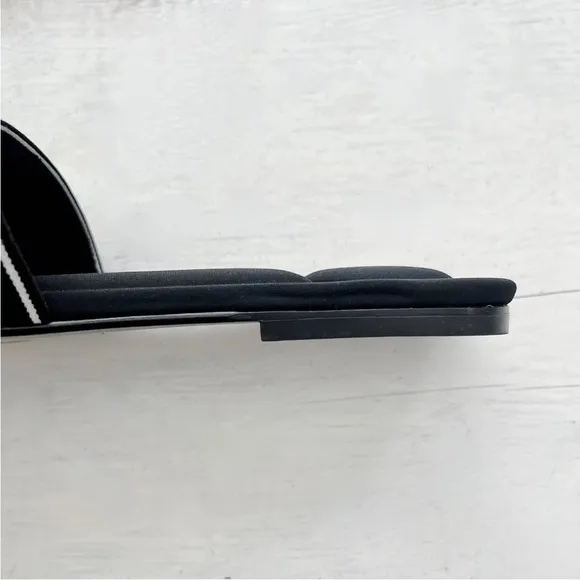 ALEXANDER WANG Kyra Logo 38.5 Stretch Slide Sandals Padded Footbed Black White