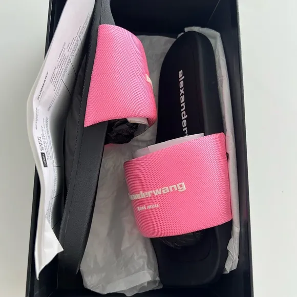 Alexander Wang Pink Pool Slide Sandals Size 39 Neon Bubblegum New NWT