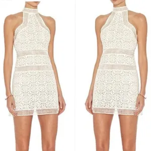 Alexis Robin Lace Halter Mini Dress in White / Ivory Size L