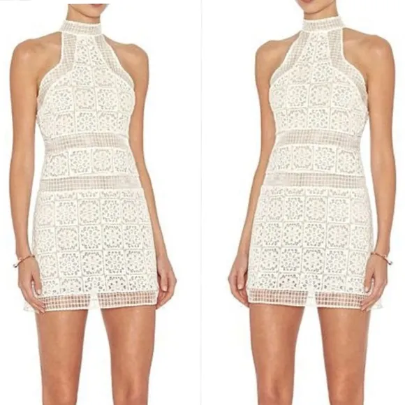 Alexis Robin Lace Halter Mini Dress in White / Ivory Size L