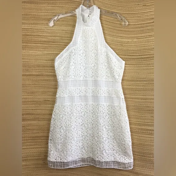 Alexis Robin Lace Halter Mini Dress in White / Ivory Size L