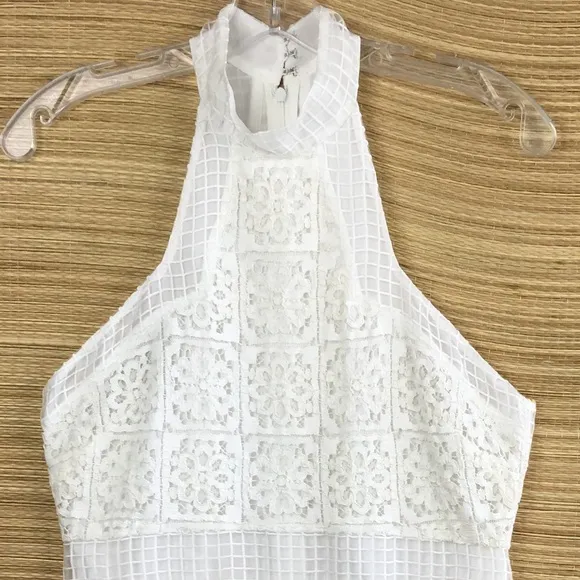 Alexis Robin Lace Halter Mini Dress in White / Ivory Size L