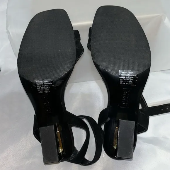 Alfani Women's Coreena Square-Heel Dress Sandals Women's, black suede, Size 10.5