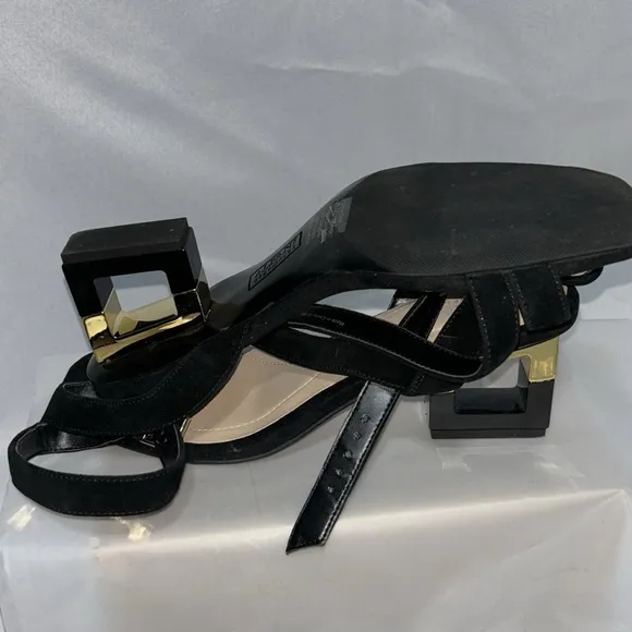 Alfani Women's Coreena Square-Heel Dress Sandals Women's, black suede, Size 10.5