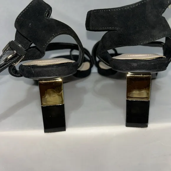 Alfani Women's Coreena Square-Heel Dress Sandals Women's, black suede, Size 10.5