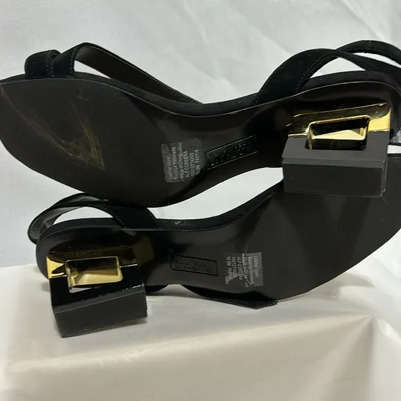 Alfani Women's Coreena Square-Heel Dress Sandals Women's, black suede, Size 10.5