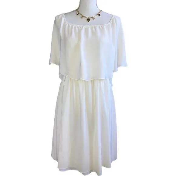 Alice   Olivia Off White Ruffle Off Shoulder Dress Size Large