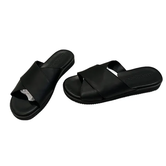 ALLEN EDMONDS Oscar Black Leather Sandals, Sz 9