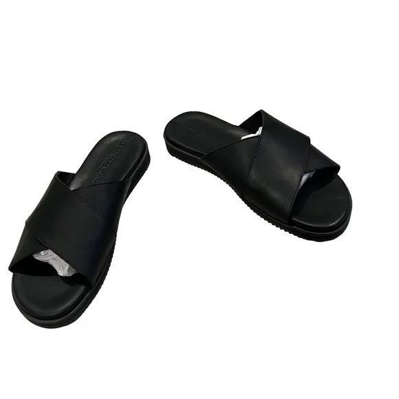 ALLEN EDMONDS Oscar Black Leather Sandals, Sz 9