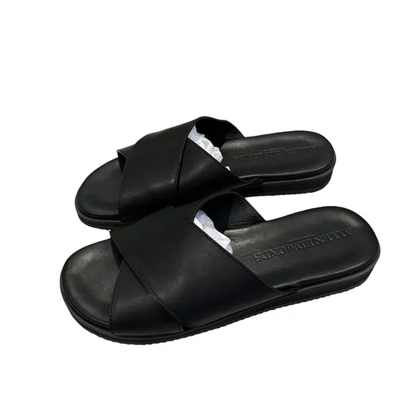 ALLEN EDMONDS Oscar Black Leather Sandals, Sz 9