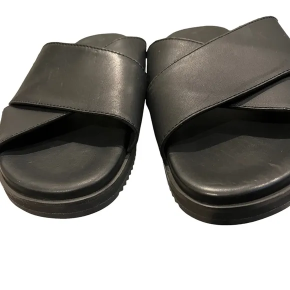 ALLEN EDMONDS Oscar Black Leather Sandals, Sz 9