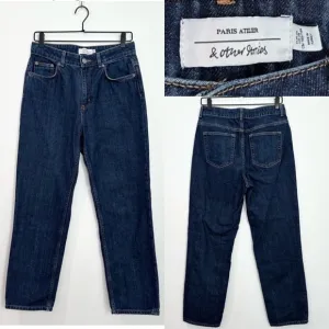 &amp; Other Stories - NWOT High Waisted Straight Leg Jeans blue dark wash denim