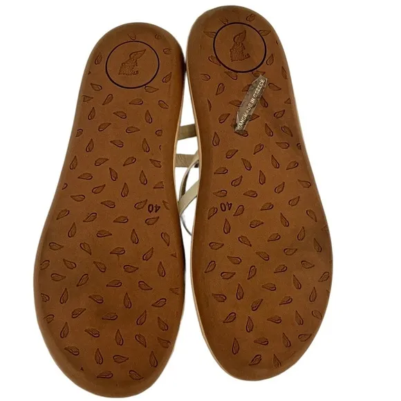 Ancient Greek Leather Comfort Sole Flip Flop Sandals Off White Women's Size 10
