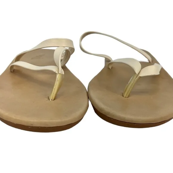 Ancient Greek Leather Comfort Sole Flip Flop Sandals Off White Women's Size 10