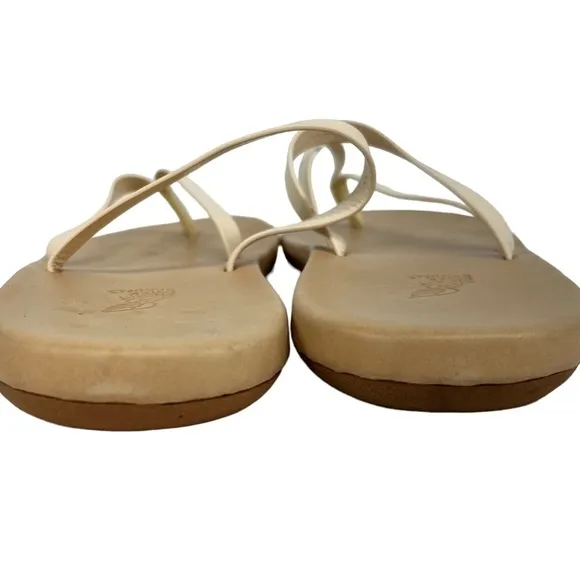 Ancient Greek Leather Comfort Sole Flip Flop Sandals Off White Women's Size 10