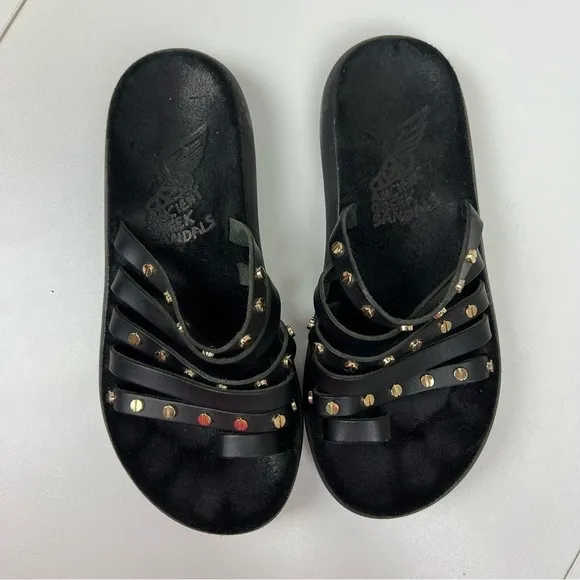 Ancient Greek Sandals Niki Nails Vachetta Comfort Sandal in Black Sz 35