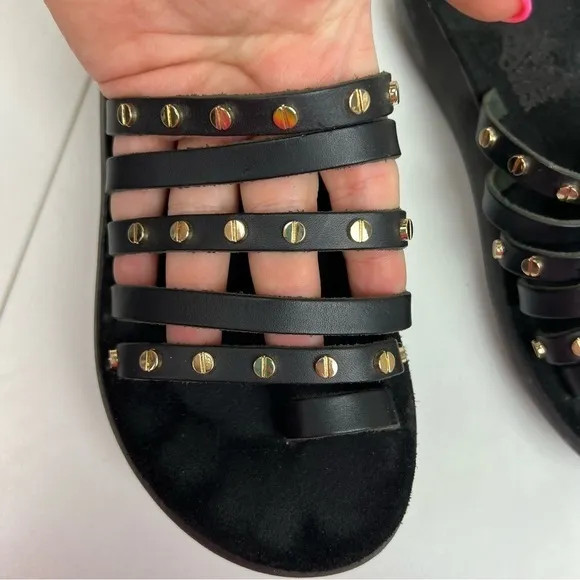 Ancient Greek Sandals Niki Nails Vachetta Comfort Sandal in Black Sz 35