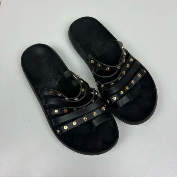 Ancient Greek Sandals Niki Nails Vachetta Comfort Sandal in Black Sz 35