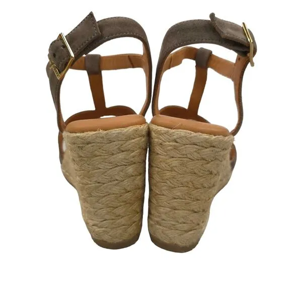 Andre Assous Madina Espadrille Wedge Sandals Grey Suede