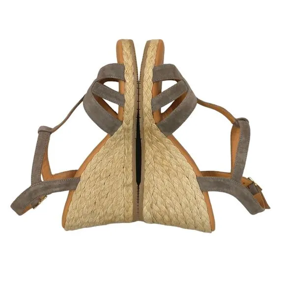 Andre Assous Madina Espadrille Wedge Sandals Grey Suede
