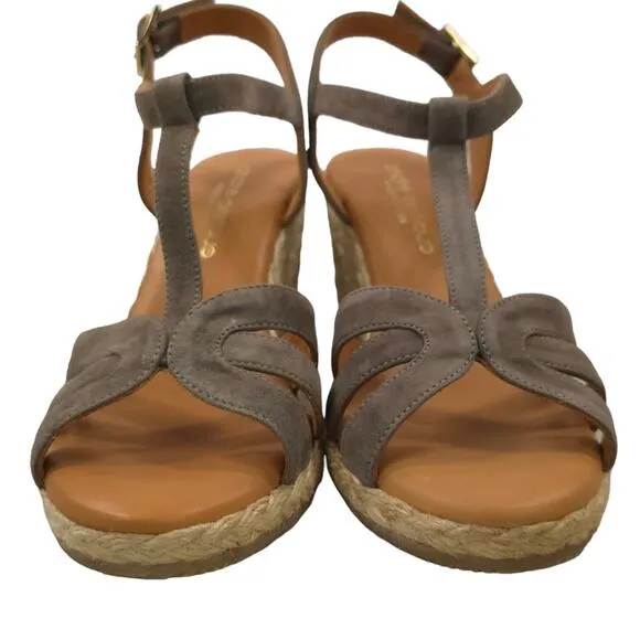 Andre Assous Madina Espadrille Wedge Sandals Grey Suede