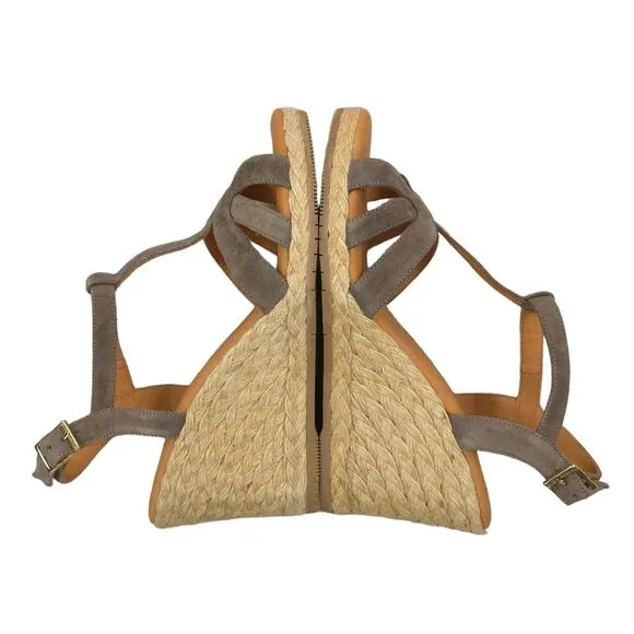Andre Assous Madina Espadrille Wedge Sandals Grey Suede