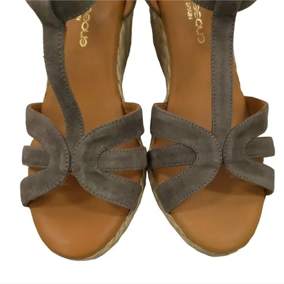 Andre Assous Madina Espadrille Wedge Sandals Grey Suede