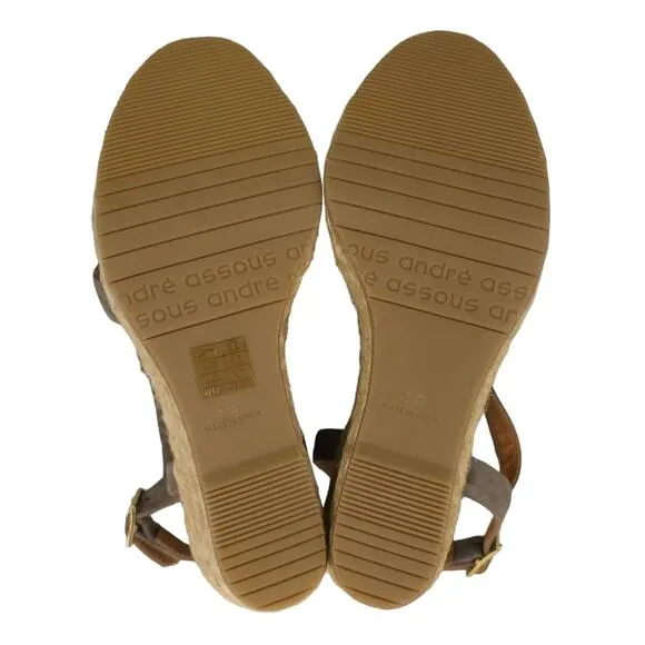 Andre Assous Madina Espadrille Wedge Sandals Grey Suede