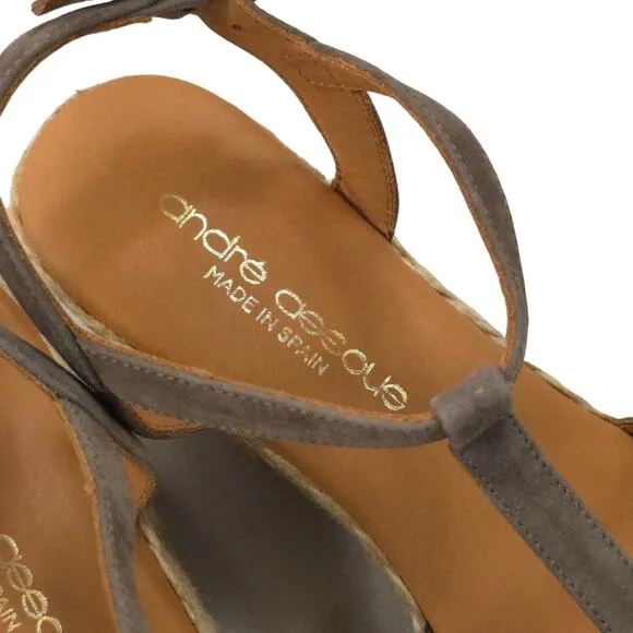 Andre Assous Madina Espadrille Wedge Sandals Grey Suede