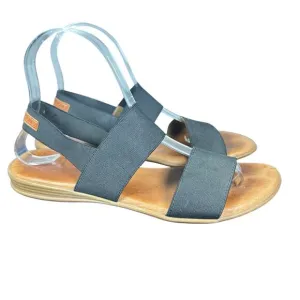 Andre Assous Nigella Featherweights Flat Sandals black elastic and leather sz 9