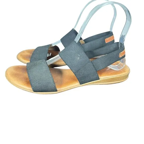 Andre Assous Nigella Featherweights Flat Sandals black elastic and leather sz 9