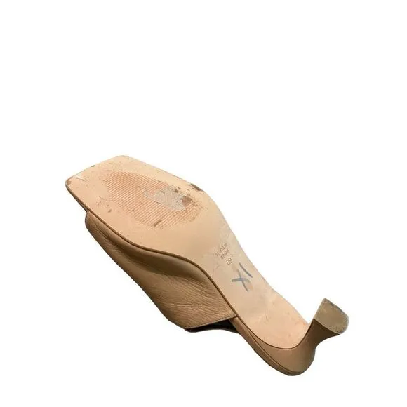 Angel Alarcon Womens Brown Classic Leather Slingback Heels Sandals Size 8