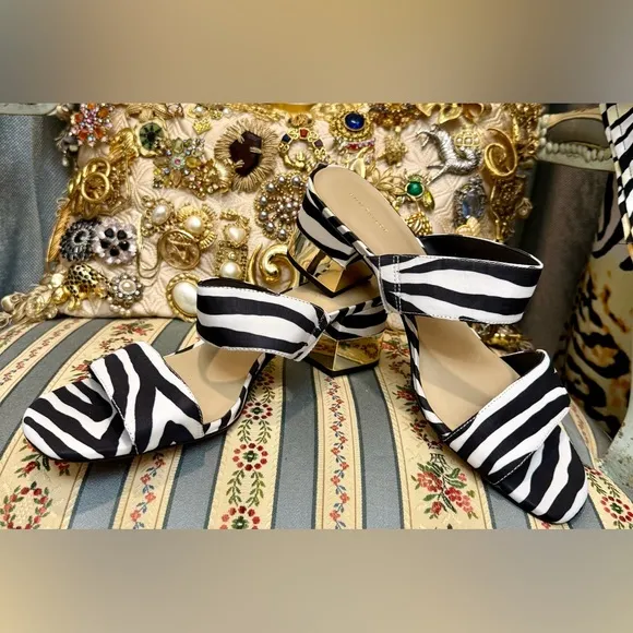 Ann Taylor Zebra Sandals with Bag, Kaftan and Jewelry